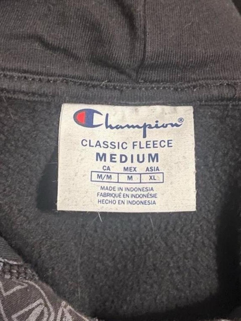 Champion Classic Fleece Black Gold All Over Logo Hoodie Men’s Medium - Picture 6 of 6